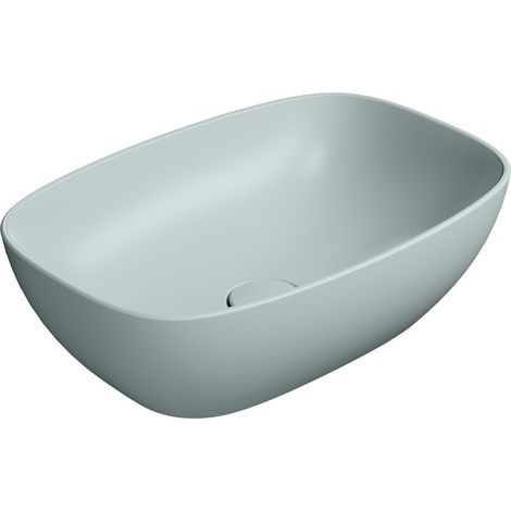 Lavabo en céramique NUBES sur plan 50x35cm, ghiaccio mat (1/2)