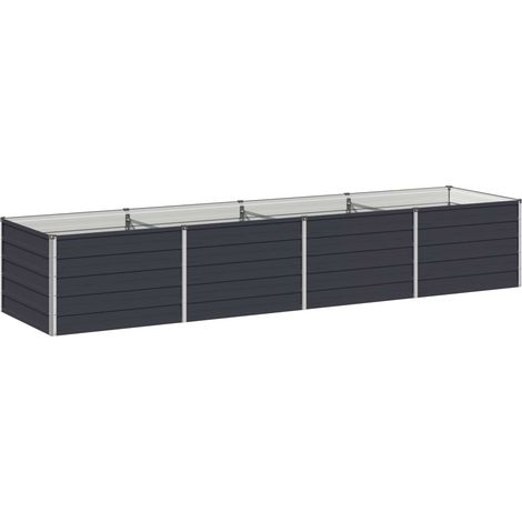 Lit de jardin surélevé carré potager en acier bac de plantation anthracite 320 x 80 x 55 cm (1/5)