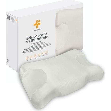 Oreiller Anti Rides Anti-âge - Inphysio - 58x37x9/11 cm - 100% Soie - Hypoallergénique - Confort Souple