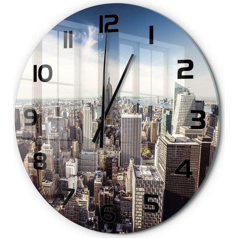 Horloge Murale Ronde Style Intemporel Verre Silencieuse pour Salon Chambre New York fi 60 cm (1/5)