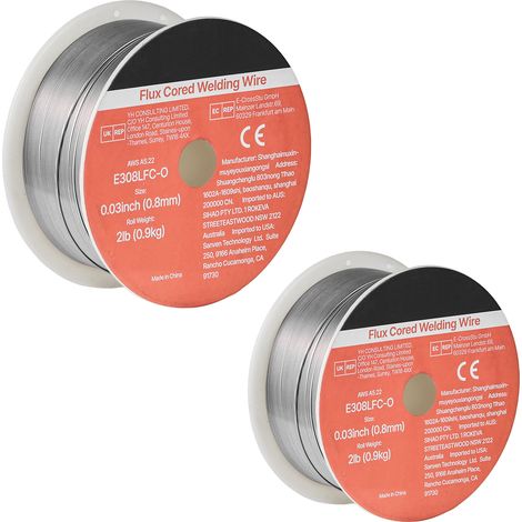 Mophorn Filo solido per saldatrice MIG, E308LFC-O 0,8 mm 0,9 kg, in acciaio inossidabile senza gas con ridotti schizzi per saldatura ad arco in tutte le posizioni, autoprotetto per utilizzo esterno (1/5)