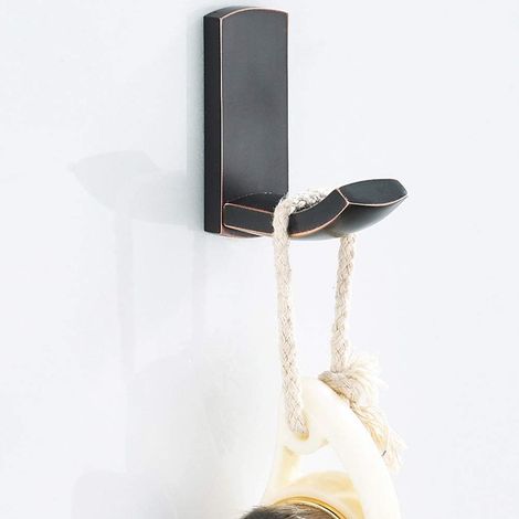 Set da bagno all'uncinetto in 2 pezzi, strofinaccio all'uncinetto, abbigliamento da cucina, ganci in ottone, ganci per capispalla, montaggio a parete solido, cucina e accessori, porta e, bronzo nero (1/5)