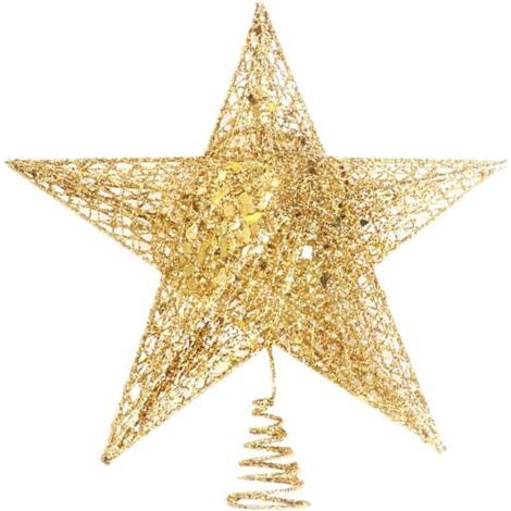 Sapin de Noel Étoile Noël Decoration Topper Paillette Suspension de Noel Decoration Arbre de Noel Or 12cm (1/5)
