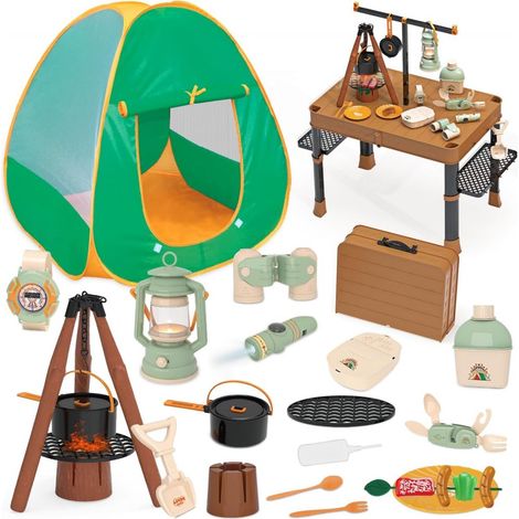 Tente De Jeu Enfant - Tente De Camping Avec Accessoires Et Outils - Pour Intérieur Extérieur Jardin - Lot Complet 1 Pièce (1/5)