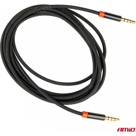 Câble AUX mini jack 3.5mm tressé 200cm amio-03270 (1/4)