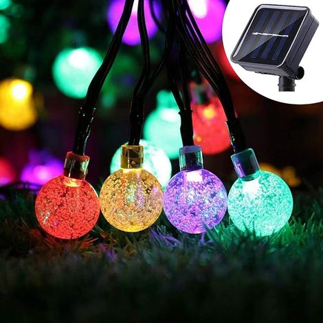 Guirlande Lumineuse Exterieure Interieur Solaire LED Bulles Lanterne de Décoration de Cour Lampe Solaire extérieure Boule de Cristal Guirlande Lumineuse Bulle 7 Mètres 50 Lumières (1/5)