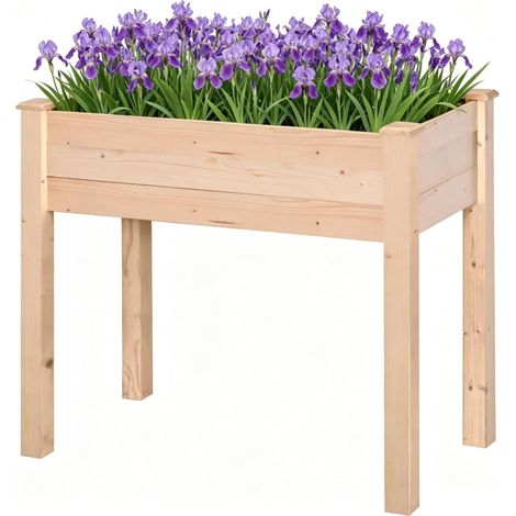 Fioriera rialzata da esterno in legno con rivestimento in tessuto 86x46x76 cm (1/5)