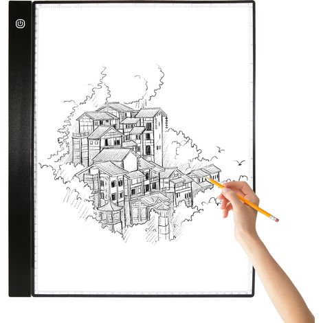 A3 LED Table Lumineuse pour Calque Tablette Graphique 4mm Ultra-mince Planche à Dessiner Table de Copie 3 Niveaux de Luminosité avec Plaque Graduée Séparée Clips Câble USB pour Artiste Animation Desig (1/2)