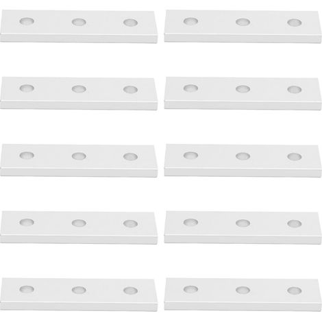 Lot de 10 plaques de jonction plates en aluminium, droites et à 3 trous (2020) (1/5)