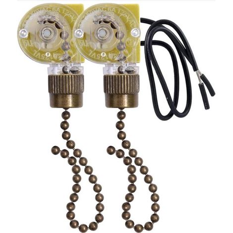 2 pièces (bronze) ZE-109 interrupteur de lumière de ventilateur de plafond avec cordon interrupteur de lumière de ventilateur de plafond filaire 2 pièces