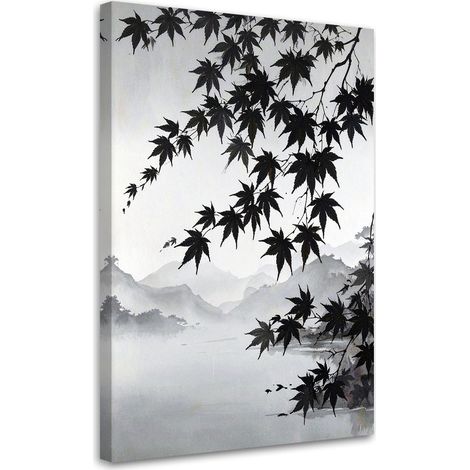 Stampe su Tela Foglie nere di acero su sfondo bianco 20x30 (1/5)