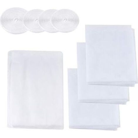 Set di 4 zanzariere per finestre, zanzariera protettiva, 130 cm x 150 cm, 150 x 200 cm, con 4 strisce autoadesive (bianca)