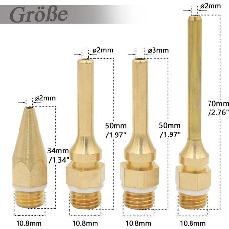 4-teiliges, austauschbares Kupfer-Klebepistolen-Düsen-Set mit 10,8 mm Gewindedurchmesser, geeignet für Heißklebepistolen-Werkzeuge