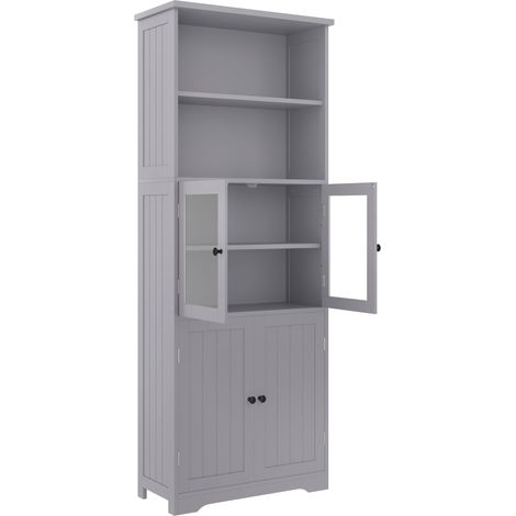 CAIziArmoire de salle de bain haute, 57,4 x 28,5 x 160 cm, grise (1/5)