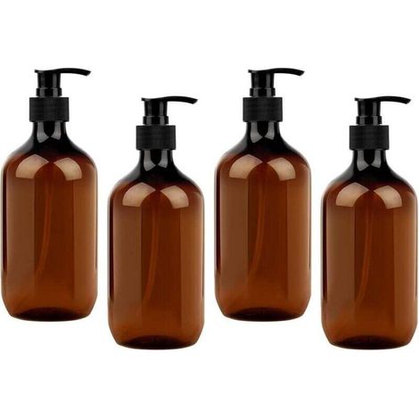 4 Pièces Bouteille Shampoing Vide, Distributeur de Savon 500 ML, Distributeur Gel Douche en Pet pour Savons, Lotions, Détergents, Liquide (1/4)