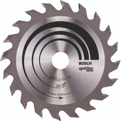 BOSCH DISCO SIERRA OPTILINE MADERA130 X 2.4 X 20/16D: 20WZ Diámetro disco x eje (mm) 140x20 Número de dientes 20