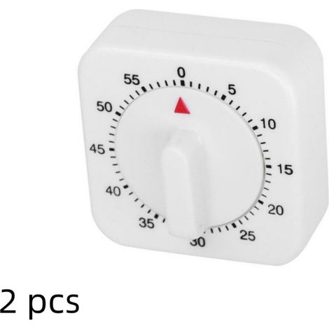 2 pièces Minuteur de Cuisine Blanc, Chronomètre Mécanique Carré à Compte à Rebours 60 Minutes avec Alarme, Minuterie pour Cuisine et Pâtisserie (1/4)