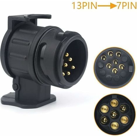 Tiroir adaptateur 13/7 remorque 13 broches vers connecteur 7 broches cabane de voiture pour tracteur, caravane, porte-vélo (1/5)