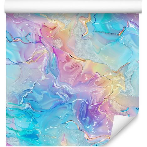Carta da parati color verde acqua e azzurro per soggiorno e camera da letto, 50x1000 cm. (1/5)