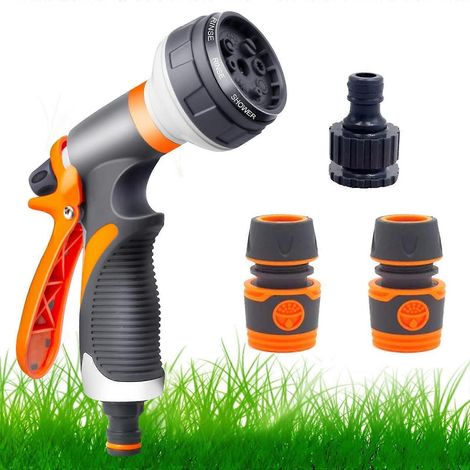 Garden Hose Pipe Spray Gun Set,8 Adjustable Patterns,High Pressure (1/4)