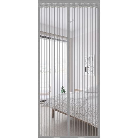 Porte moustiquaire magnétique avec 9 paires d'aimants, grise, 90 x 210 cm (1/2)