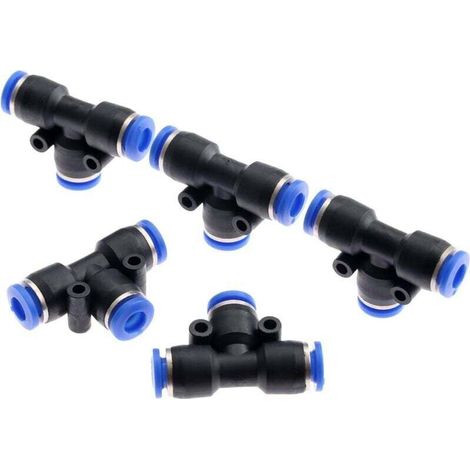 [JAMAIS UTILISÉ]Connecteur en T 5 pièces, connecteur rapide pneumatique à 3 voies, connecteur à pression pour tuyau d'arrosage, connecteur de robinet - 6 mm