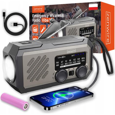 Mini radio portatile solare di emergenza per cantieri edili con power bank a batteria a manovella Zenwire Vibe Y2