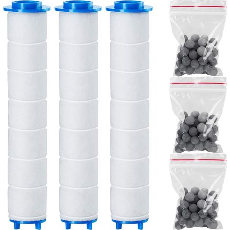 ZOLGINAH Pommeau de douche 3 filtres en coton PP avec 3 paquets de filtres anti-calcaire pour filtre ionique, billes minérales infrarouges (douchette à main, filtre ionique) (1/3)