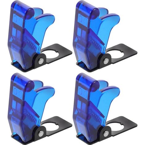 Multipurpose Protective Switch Cover, 12mm Hole Diameter, Blue Plastic Rocker Switch, 4 Pieces for Car, Private Vehicle, and Truck (1/5)