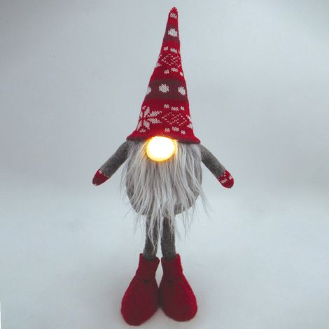 IluminaShop - Gnomo de Navidad LED de Pie 400mm Rojo y Gris 2xCR2032 (1/5)