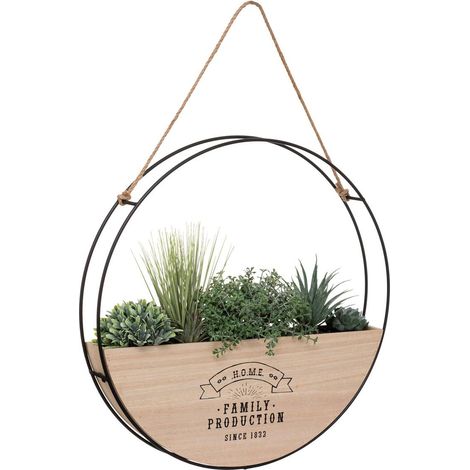 Pianta artificiale pensile krista in legno e metallo d44cm - Atmosphera créateur d'intérieur