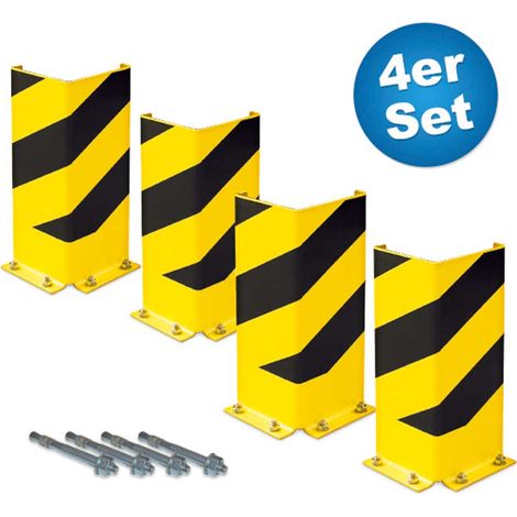 BRB 4 protections anti-collision - Hauteur : 400 mm - Largeur : 160 mm - Profil en acier avec bord de sécurité - Revêtement en plastique résistant aux rayures - jaune/noir (1/2)