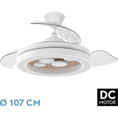 Ventilatore da soffitto dimmerabile DC "Cupid" con telecomando (55W 3CCT 4960lm) bianco e faggio (1/4)