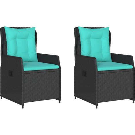 Maison Exclusive - Liegende Gartenstühle 2 Stk. Schwarz Poly Ratt