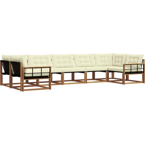 Outdoor Sofa Set with Cushion 7 pcs Natural and Cream vidaXL (1/5)