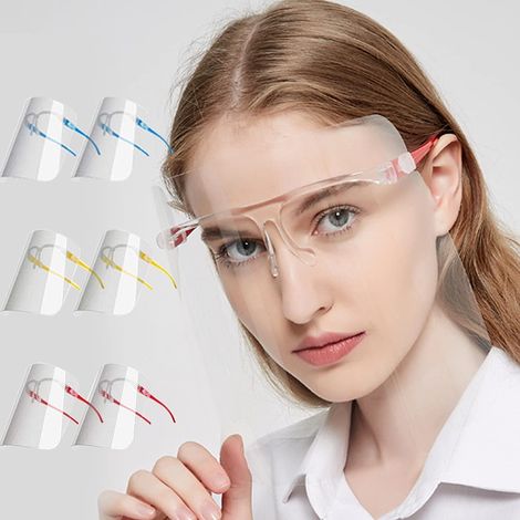Protective visor, with 12 replaceable anti-fog masks and 6 reusable goggles, men and women can protect eyes and face (1/5)
