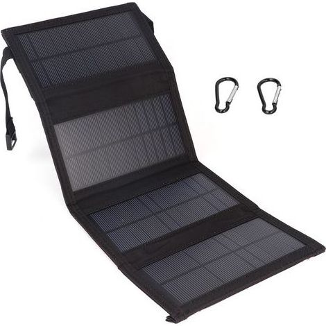Chargeur portatif pliable de cellules solaires polycristallines de panneau solaire d'USB de 20W pour OutdoorsBlack (1/5)