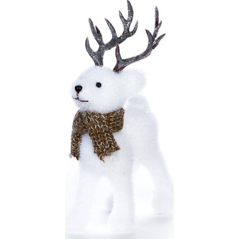 Déco de Noël Renne blanc debout H 19 cm - Feeric Christmas