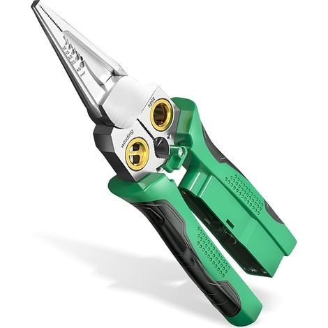 Alicates pelacables 8 en 1 con comprobador de voltaje, alicates pelacables multifunción para electricistas, herramienta eléctrica para pelar cables, herramienta de reparación para electricistas (verde (1/4)