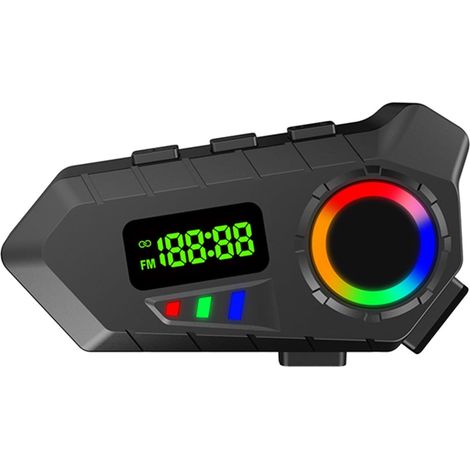 Casque de Moto, Casque BT 6.0 avec Radio FM, écran LCD, étanche IP65, Lecture 20 Heures, Lumières RVB, Commande Vocale (1/5)