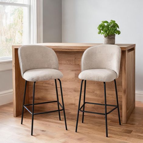 Tabouret de bar beige en polyester Acier 55 x 50 x 93 cm (1/5)