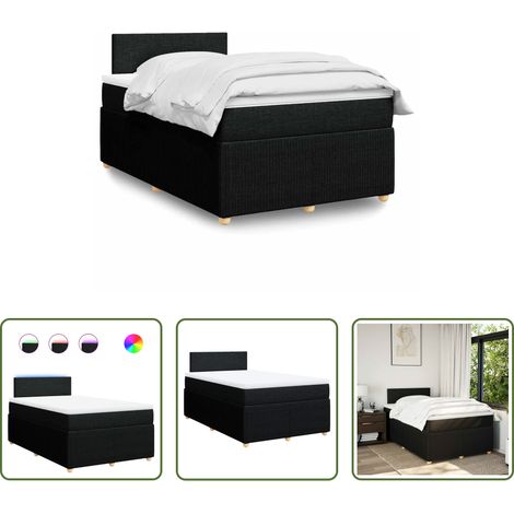 Matelas à ressorts ensachés - Sommier à lattes de lit avec matelas noir 120x190 cm tissu (1/5)