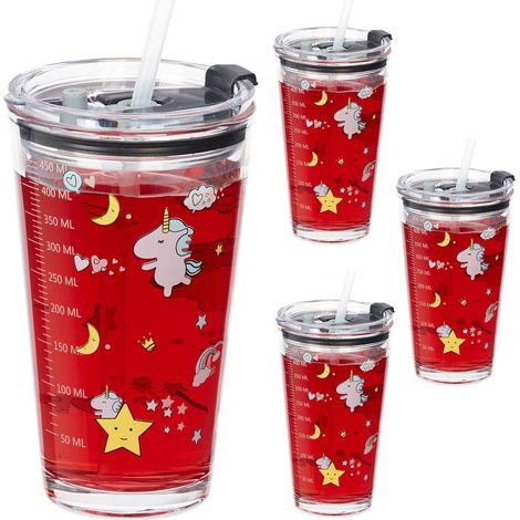 4er set kinderglaser mit einhorn motiv