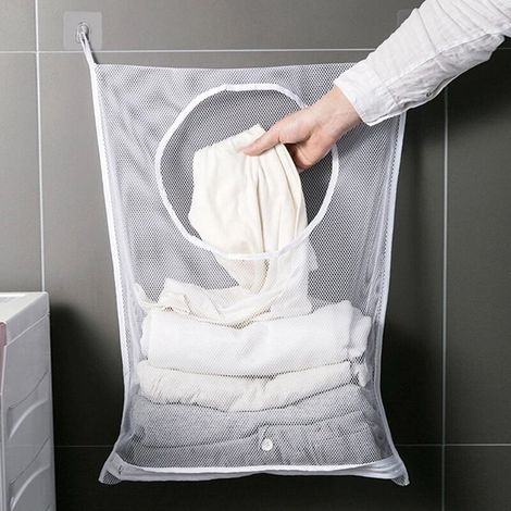 Panier à Linge à Filet Mural Polyvalent - Lot de 2, 73.5 × 48.5 cm, Rangement Salle de Bain-lsw (1/5)