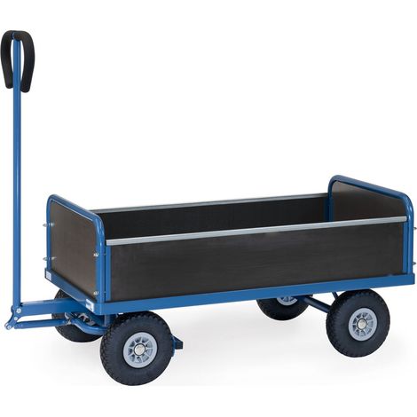 Fetra Handwagen 2-Achser mit Bordwänden und Polyurethanbereifung, 1200x650mm Ladefläche