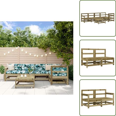 6-tlg. Garten-Lounge-Set Imprägniertes Kiefernholz - Gartenmöbel - Loungesessel - Rattan Möbel - Outdoor Furniture - Gartenloungeset