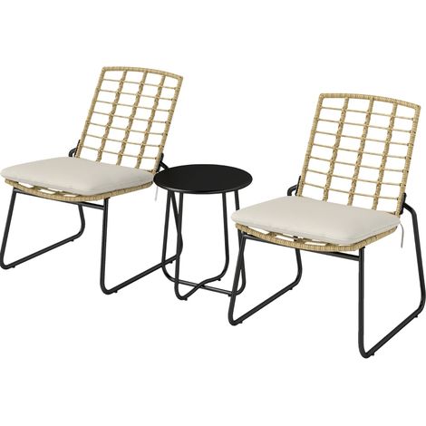 Set mobili da giardino in rattan 3 pezzi per 2 persone, beige e marrone (1/5)