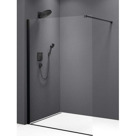 Polysan Modular Shower - Mampara de ducha 80x200 cm, negro mate/cristal transparente MS1-80B