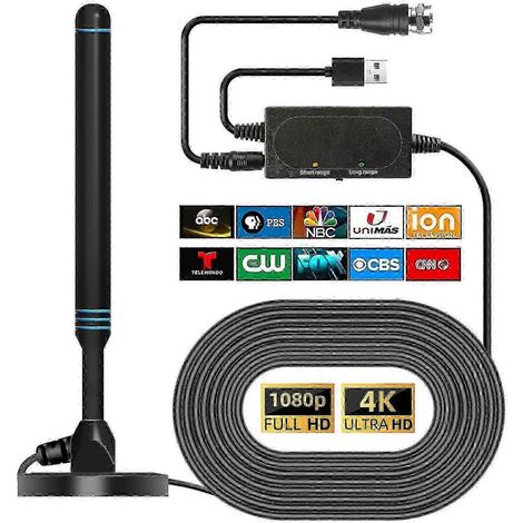 Tv Antenna For Smart Tv Indoor, Strong Magnetic Base Indoor Tv Antenna For Easy Installation, Long Range Reception Hd Antenna For Tv Indoor 4k 1080p C (1/5)