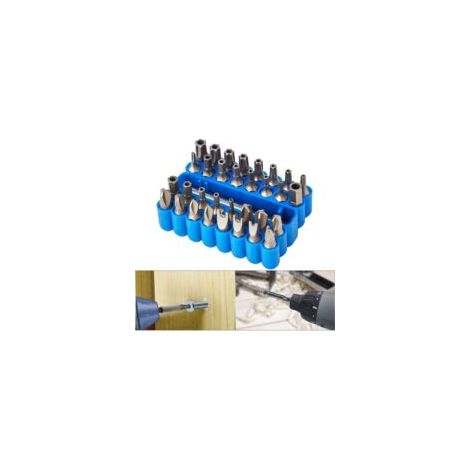 33-teiliges Schraubendreher-Bit-Set, manipulationssicheres Sechskant-Bit-Bohrer-Set mit magnetischem Verlängerungs-Bithalter, Zubehör für elektrische Bohrmaschinen – Rote Box – Crezuo